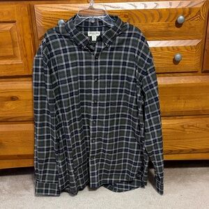 St. John's Bay Green and White Plaid Shirt
